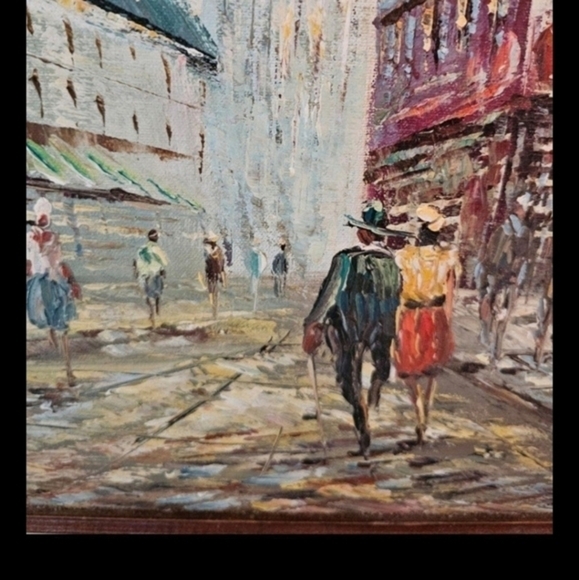 Oil painting on canvas of a Paris Street‎ scene, framed and signed, Burnett - Picture 7 of 10